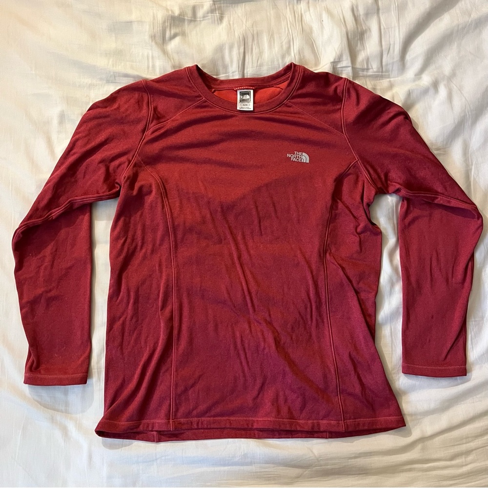 Red North Face thick long sleeve